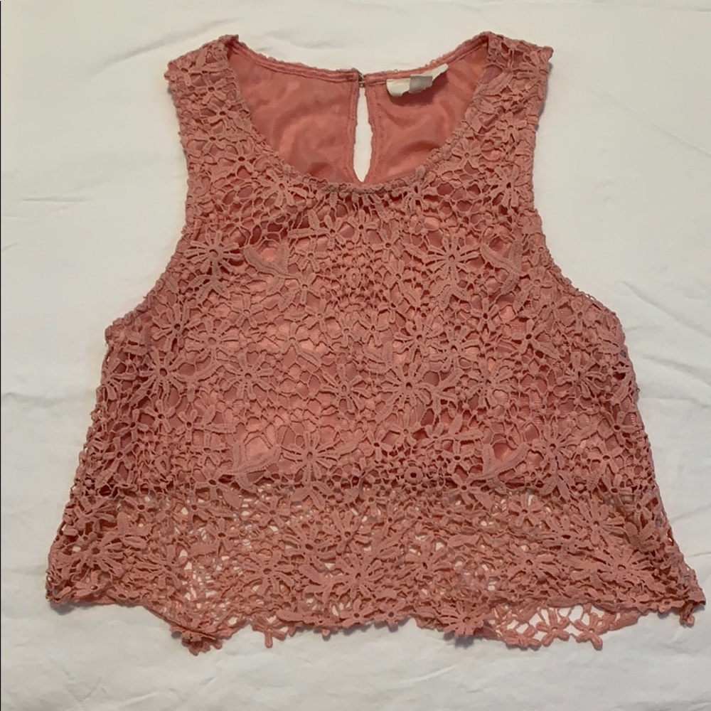 En Créme Light Pink Lace Tank